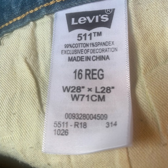 LEVI’S 511 Slim Boys Jeans Mid-Rise Denim Size 16 - Picture 9 of 16